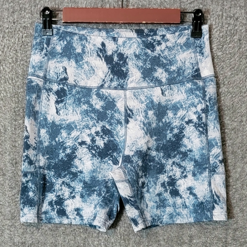 Body Glove Shorts Womens Large Blue Tie Dye Yoga Running Workout Exercise